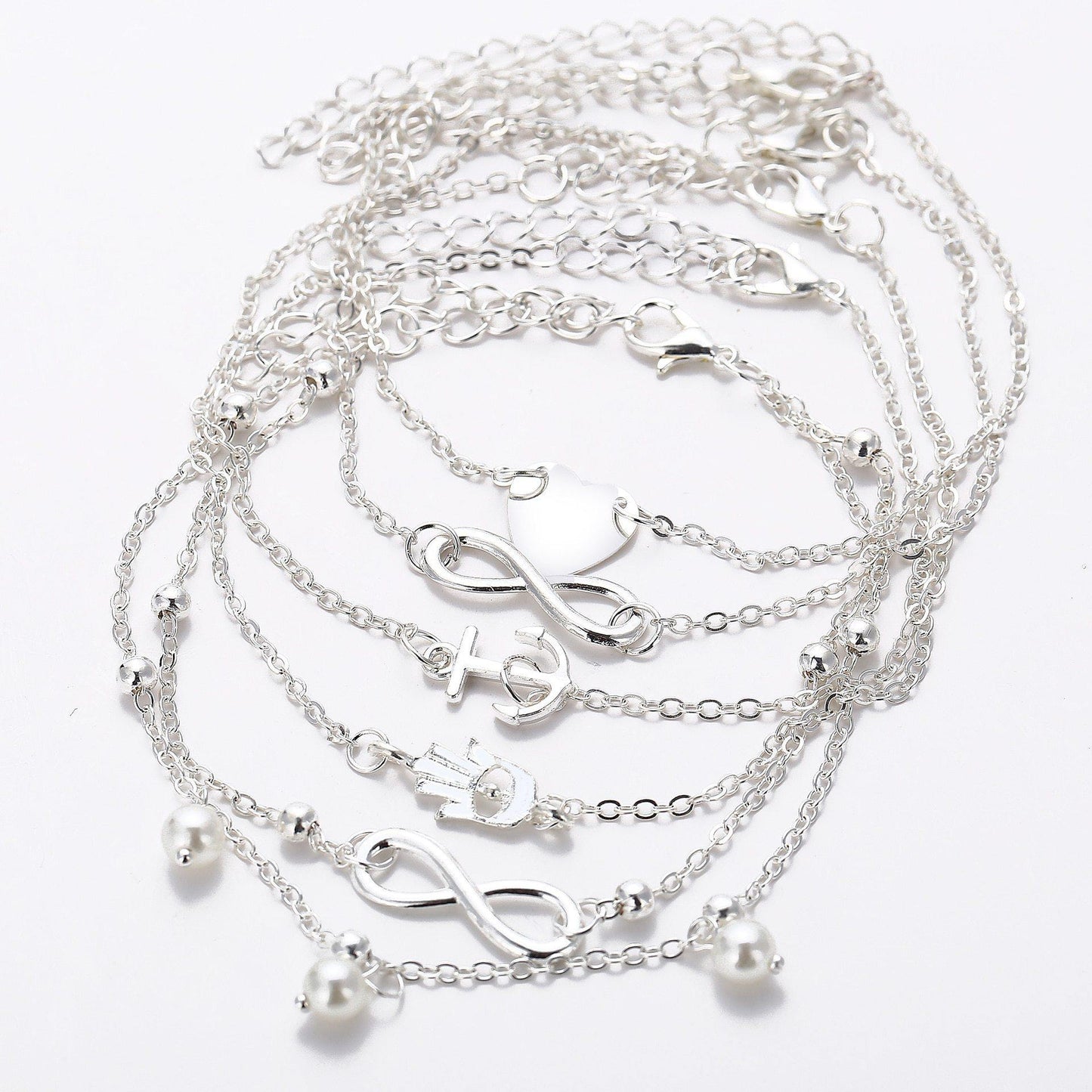 Bracelete tornozeleira 6 em 1 Wons Store Prata