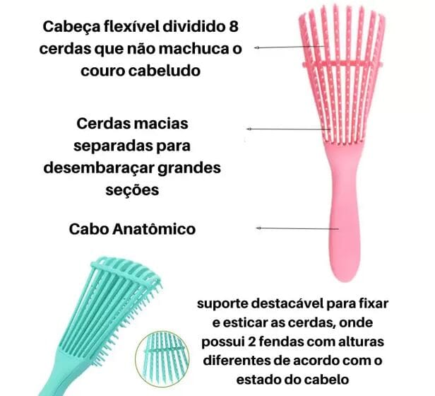 Escova Polvo para Desembaraçar Cabelo Encaracolado Afro Natural Wons Store
