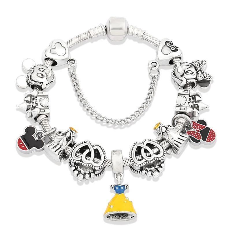 Bracelete + 10 Berloques Mickey Wons Store Britânico 17 cm 
