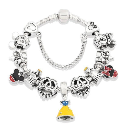 Bracelete + 10 Berloques Mickey Wons Store Britânico 17 cm 