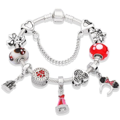 Bracelete + 10 Berloques Mickey Wons Store Minnie Mouse 17 cm 