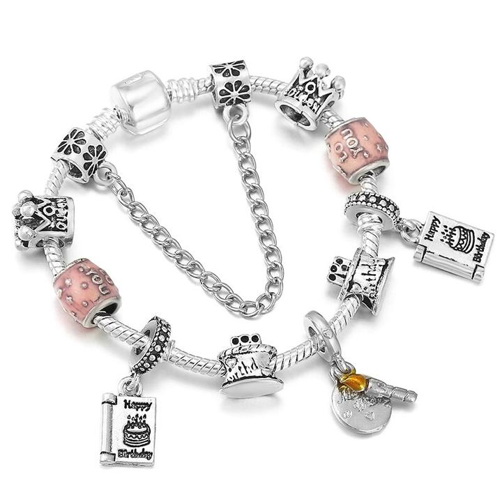 Bracelete + 10 berloques PND Premium Wons Store Birthday 21cm 