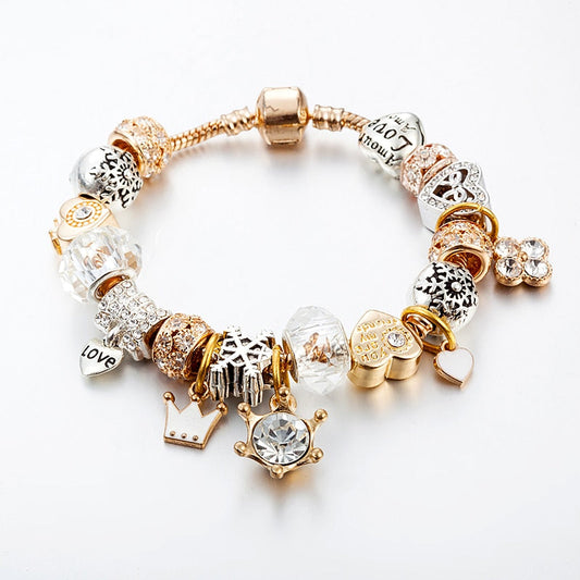 Bracelete + 12 berloques Premium™ Wons Store Gold 21cm 