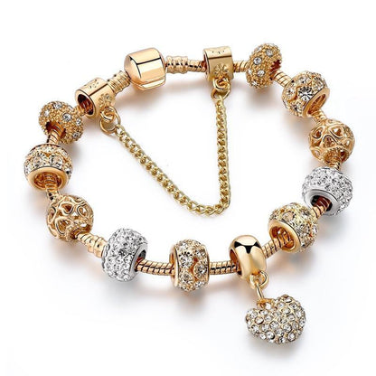 Bracelete + 14 Berloques Dourado Wons Store Love 
