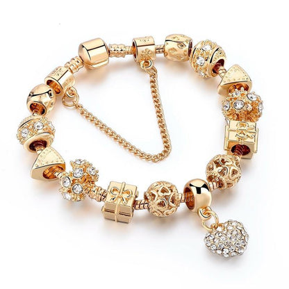 Bracelete + 14 Berloques Dourado Wons Store Presente 