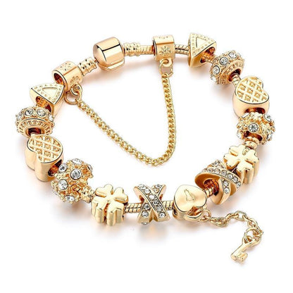 Bracelete + 14 Berloques Dourado Wons Store Sorte 
