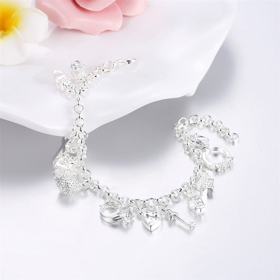 Bracelete Momentos + 13 Pingentes PND Wons Store 