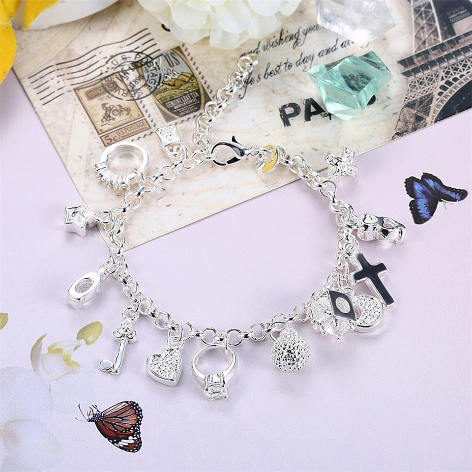Bracelete Momentos + 13 Pingentes PND Wons Store 