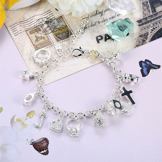 Bracelete Momentos + 13 Pingentes PND Wons Store 