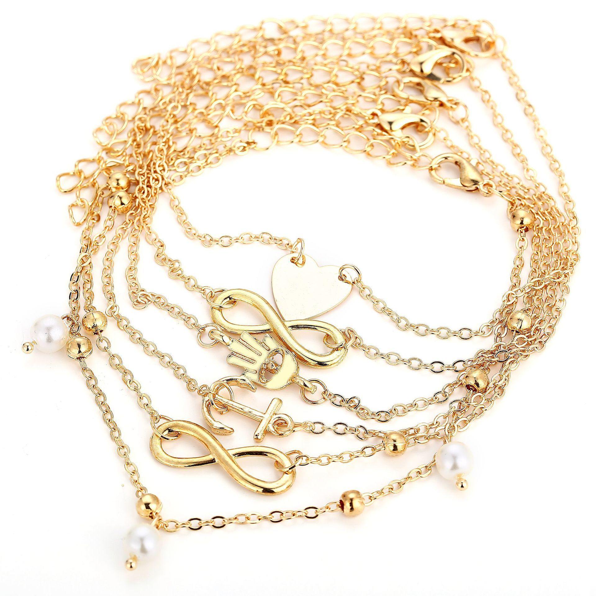 Bracelete tornozeleira 6 em 1 Wons Store Ouro 