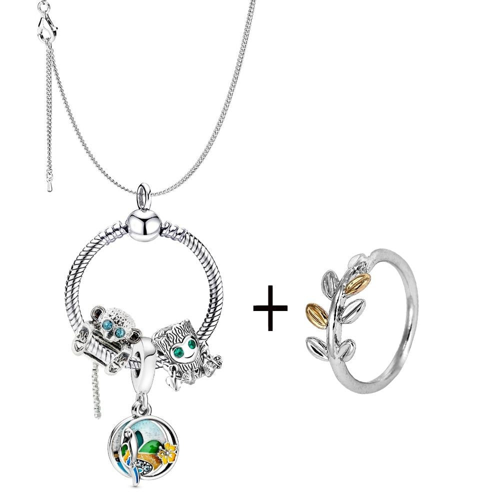 Colar + 3 berloques + anel PND Wons Store Fauna 