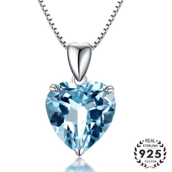 Colar Coração de Safira Azul Wons Store 
