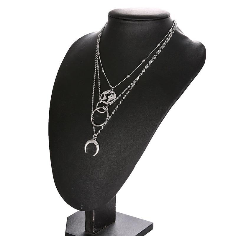 Colares Diamond Silver Wons Store Terra e Lua 