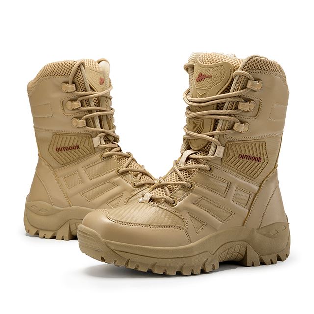 Coturno Tático Impermeável Outdoor + Brinde Par de Luvas Táticas Ultra Resistentes Wons Store Bege Tático 37 